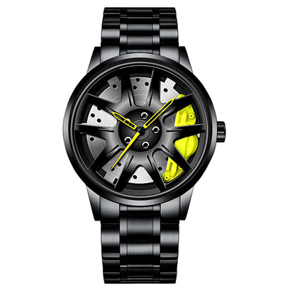 Cool and Cool Fashion Stainless Steel Men'S Quartz Wristwatch Dial Sport Car Rim Wheel Hub Watch Business Luxury Wrist Watches