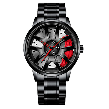 Cool and Cool Fashion Stainless Steel Men'S Quartz Wristwatch Dial Sport Car Rim Wheel Hub Watch Business Luxury Wrist Watches