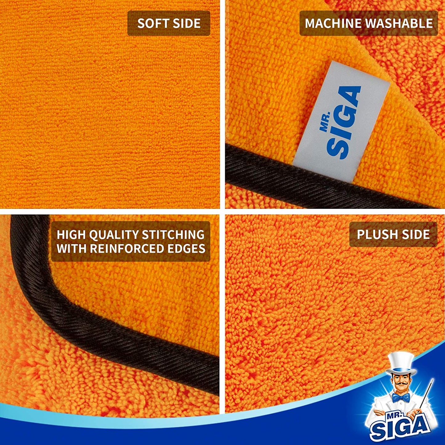 Professional Microfiber Towels for Cars, Scratch Free, 6 Pack | Dual-Sided Car Washing and Detailing Towels, Gold, 40 X 60 Cm(15.7 X 23.6 Inch)